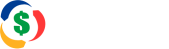 Logo giro dólares con letras blancas